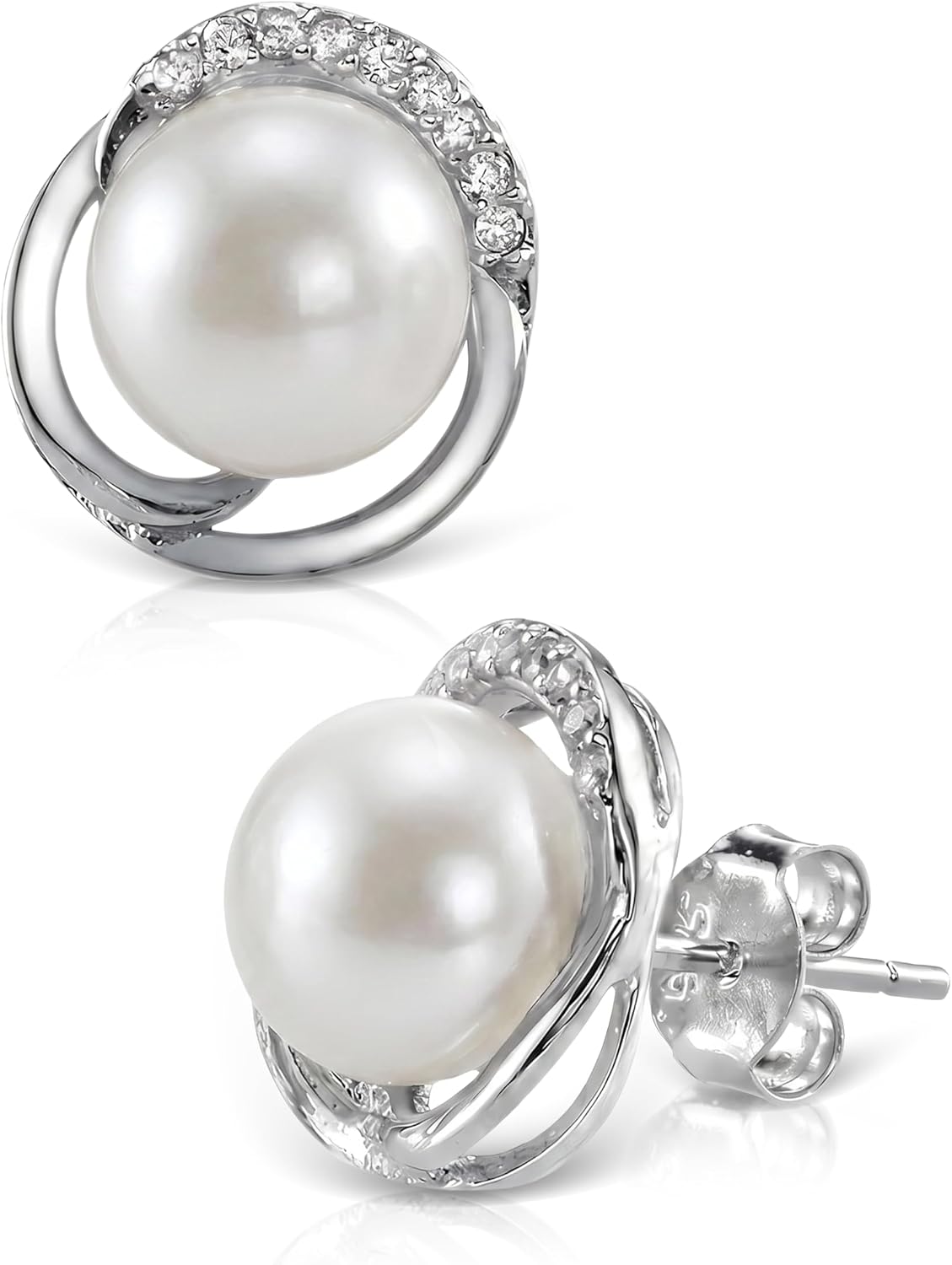 THE PEARL SOURCE 8mm & 9mm Freshwater Cultured Pearl & Cubic Zirconia Johnson Pendant & Earrings for Women