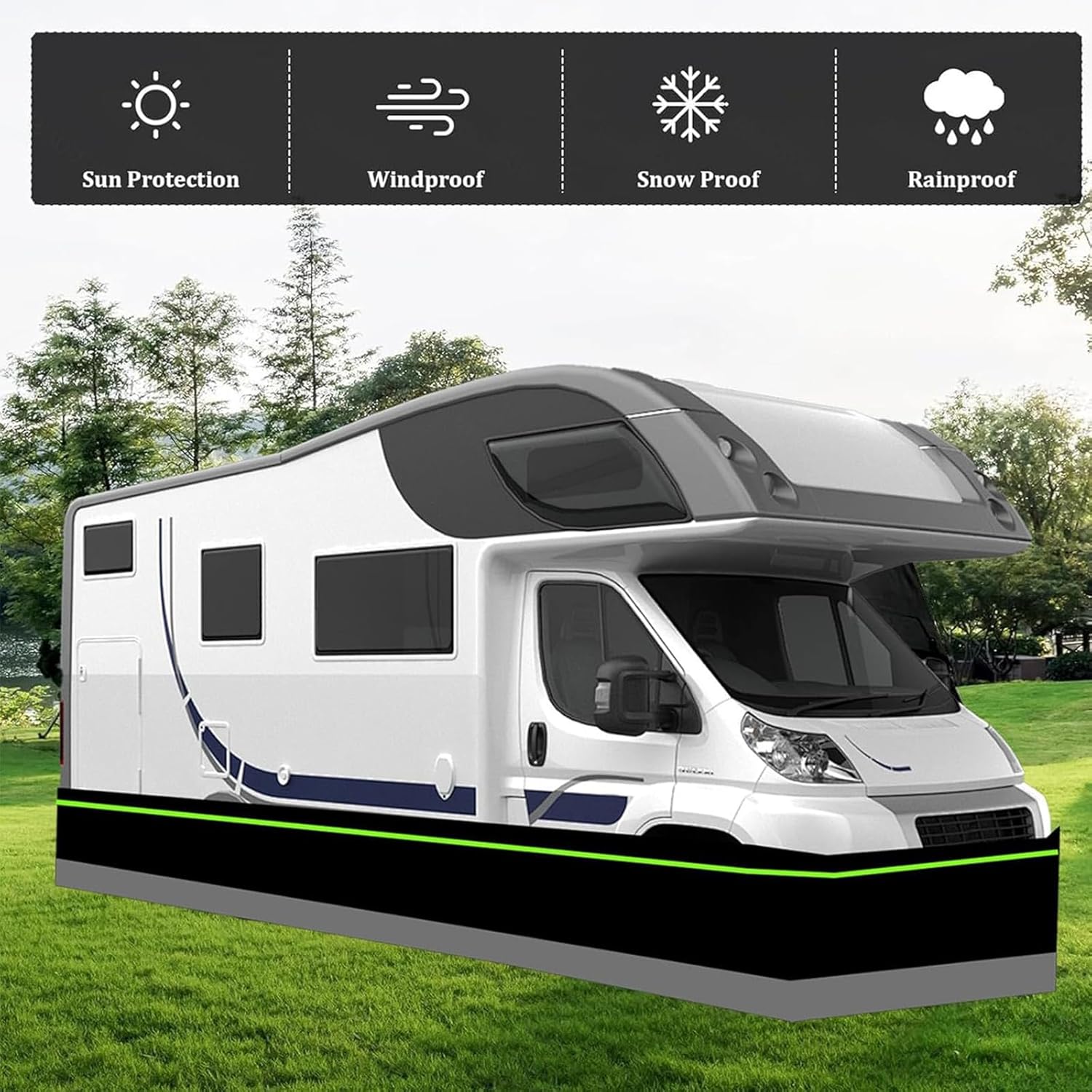 RV Skirting,Camper Skirt for Winter Snow Protection,Easy Install Exterior Skirt for Mobile Home, Wheel Storage Cover for Garden, Yard, Outdoor Black 91.86x2.62ft