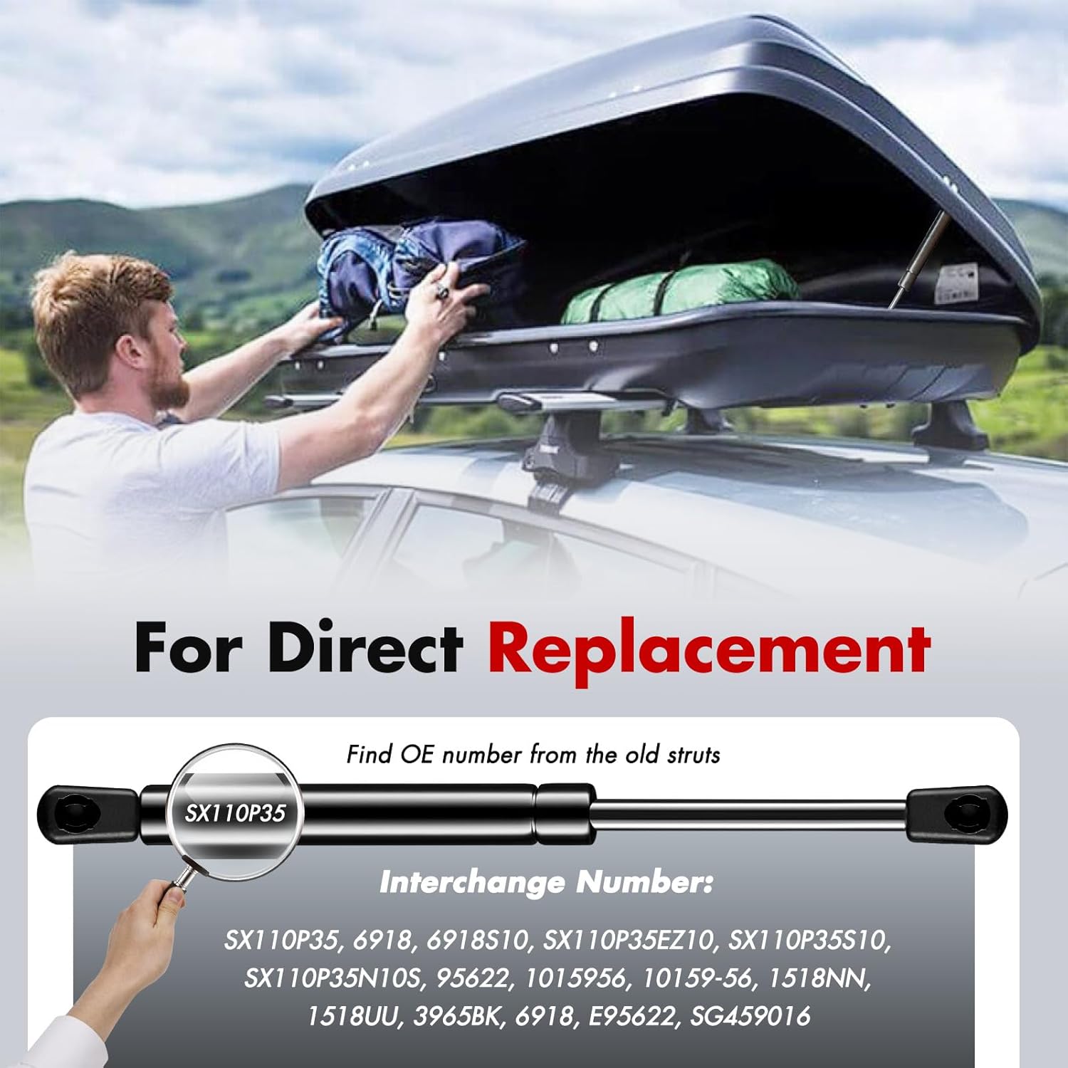 Vepagoo 11 inch 35Lb/156N Gas Strut Shock for Truck Tool Box Lid, Weatherguard Toolbox Lift Support Camper Topper Window Cadet Door Spring SX110P35, 2pcs (1 Pair)