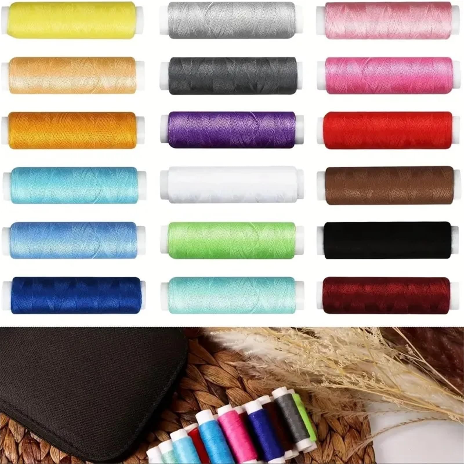Xinglongs Kit de costura profesional grande, juego de 24 hilos de colores, 30 agujas surtidas, multiherramientas, 31 x 20,6 cm, para reparación del hogar y manualidades