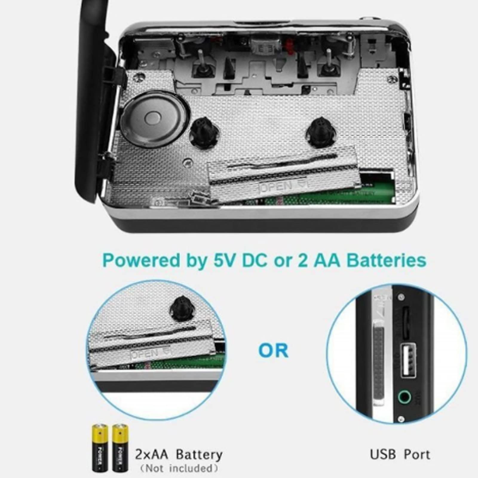 Convertitore di cassette USB, converte cassette in MP3 con riproduzione, salva direttamente sull'unità flash USB, facile registrazione