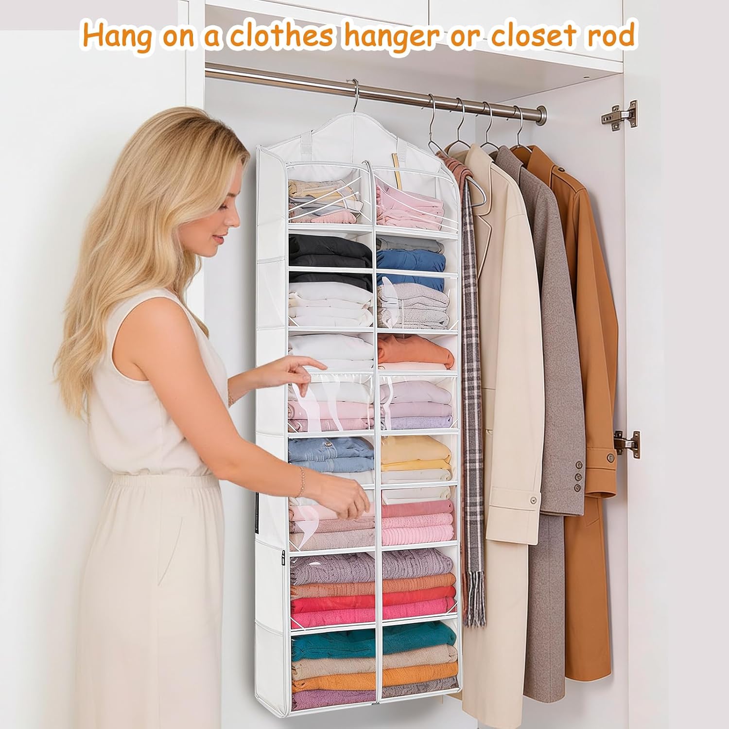 MYBAGZING Hanging Yarn Storage Organizer with Zipper Pockets, 6 Tiers Over the Door & Closet Yarn Holder, Large Crochet & Knitting Organizer with Side Pockets for Hooks, Needles & Accessories