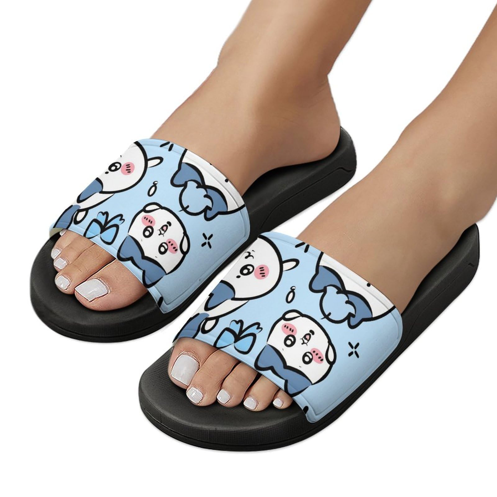 Amazon.co.jp: スリッパ ちいかわ ハチワレ ブルー ルームシューズ