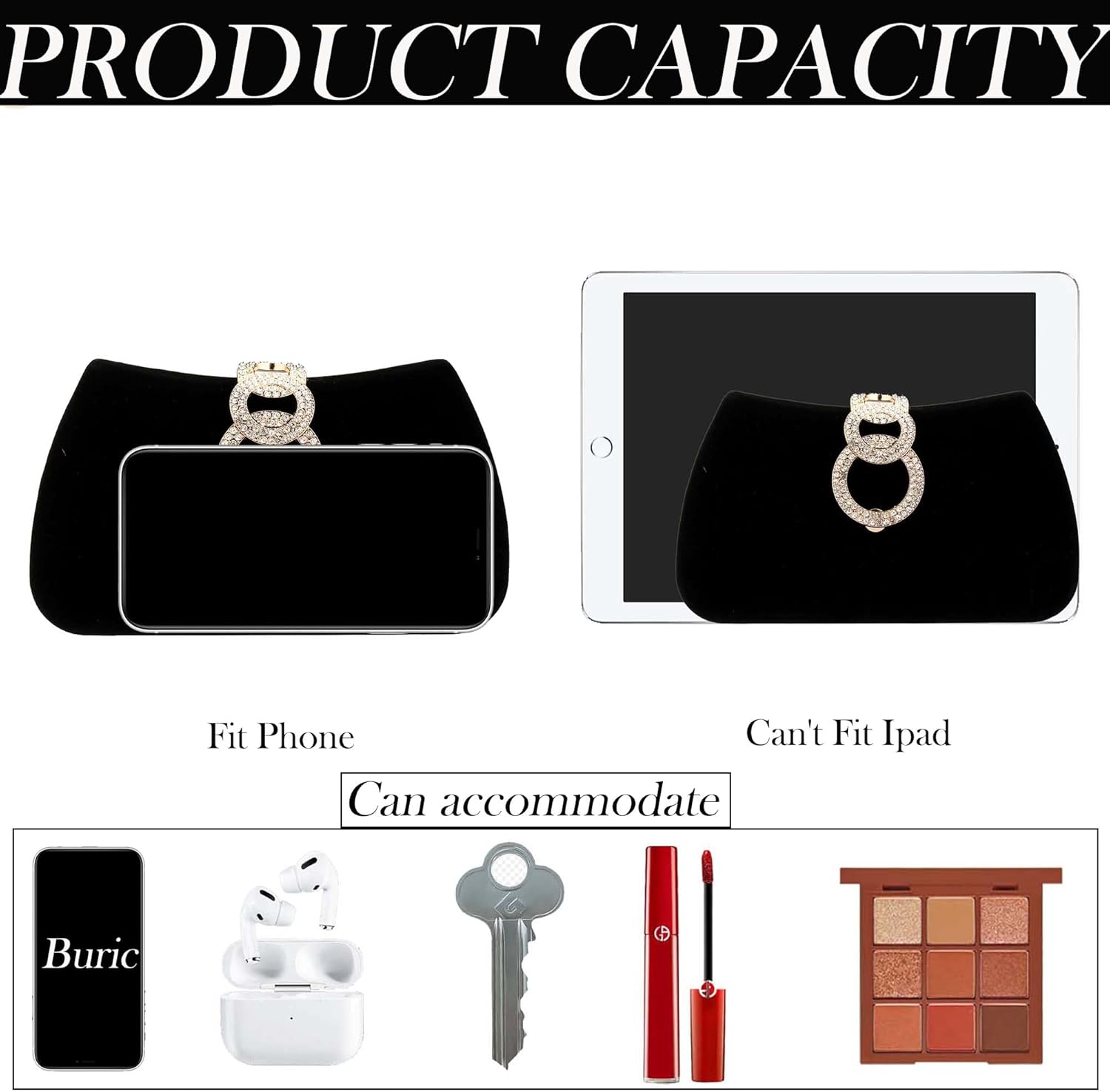 Clutch Purses for Women Fashion Evening Bag Gold Clutch Small Crossbody Bag with Detachable Chain for Party/Wedding - Image 5