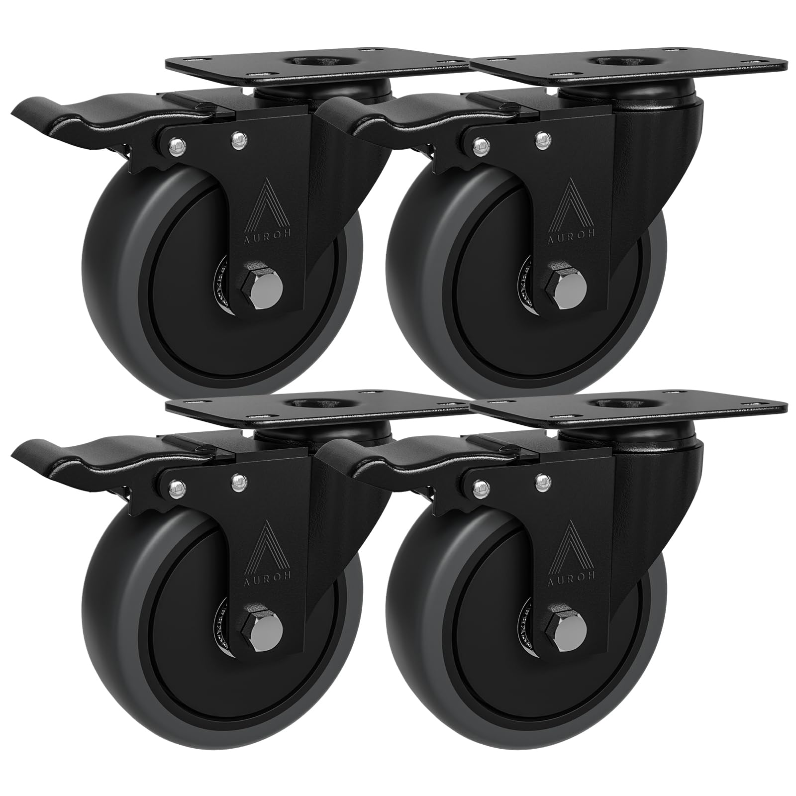 Auroh 4x Castor Wheels 100mm, 600KG Heavy Duty Large Polypropylene Swivel Furniture Caster