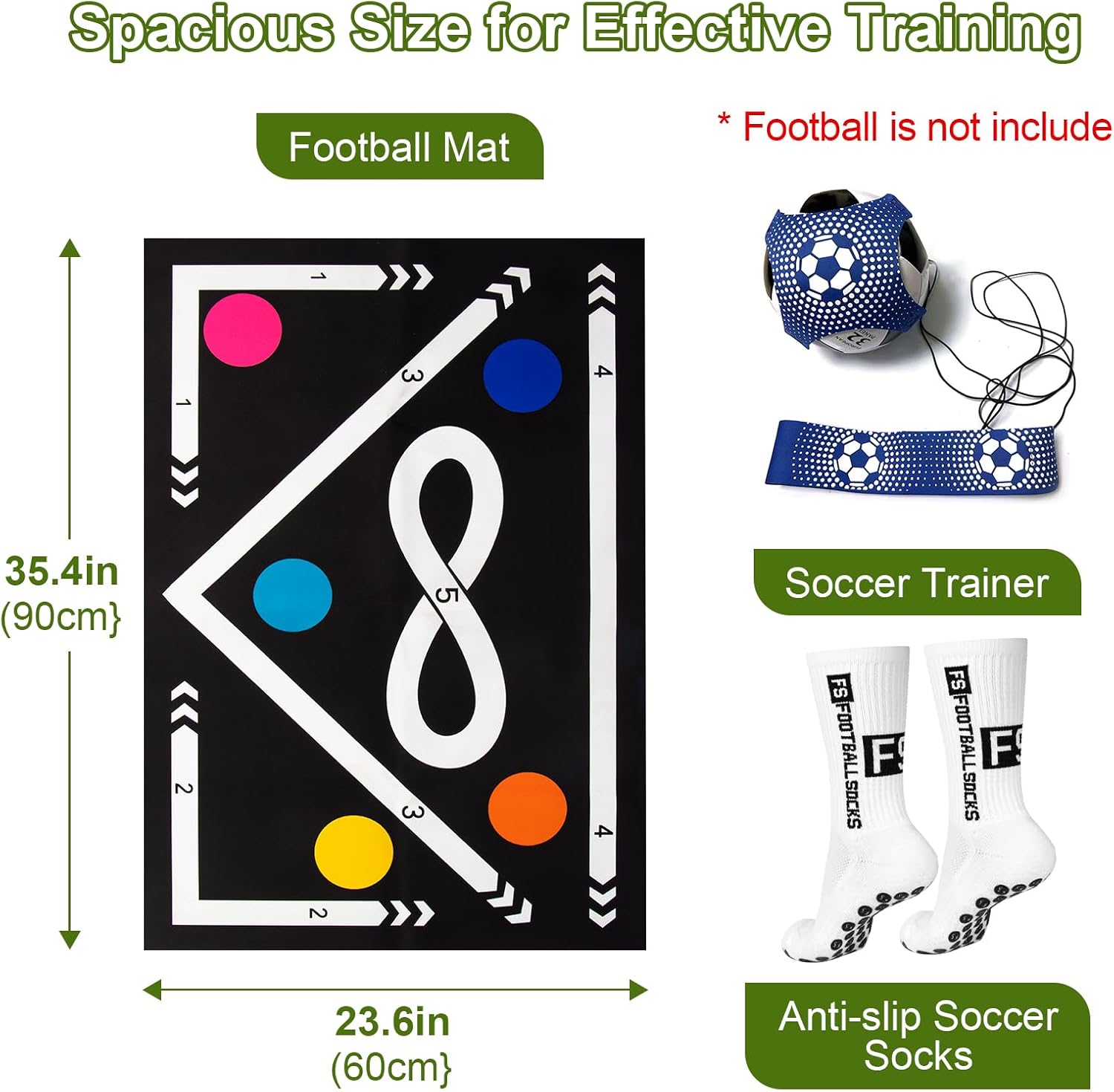 Soccer Training Mat Non-Slip Portable Football Trainer Mat Durable, Perfect for Ball Control, Dribbling and Footwork Drills for All Ages and Skill Levels