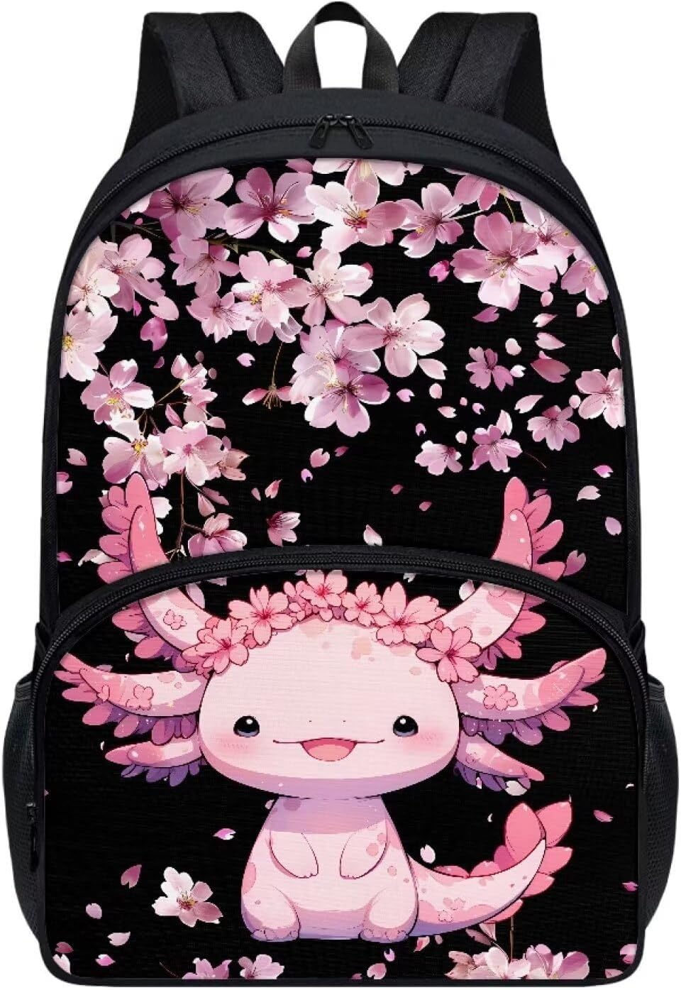 Tuoxiukan Axolotl Backpack For Girls 4th Grade Cherry Blossom School Backpack For Teen Girls Bookbag Lightweight Zipper Schoolbags Large Capacity 17 Inch Kids Casual Daypacks Rucksack, Tuo-CZ33-1-95