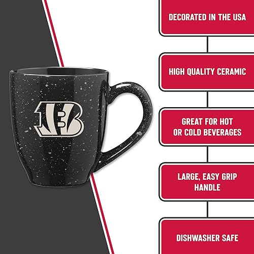 Miniatura 173 de Rico Industries, NFL Football - Taza de café de 16 oz de cerámica moteada, grabada con láser y de color de los equipos de fútbol americano de la NFL