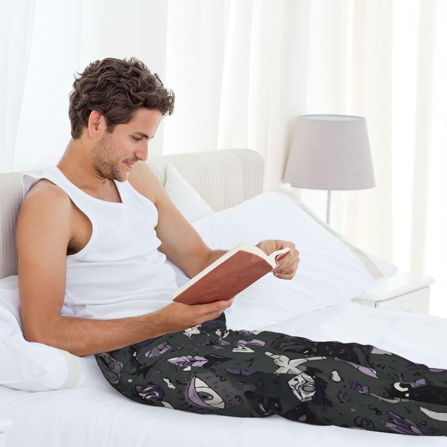 Mens Pajama Pants Soft Comfy Pajama Bottom with Pockets Purple Black Goth Spooky Sleep Pant Mens Lounge Pant