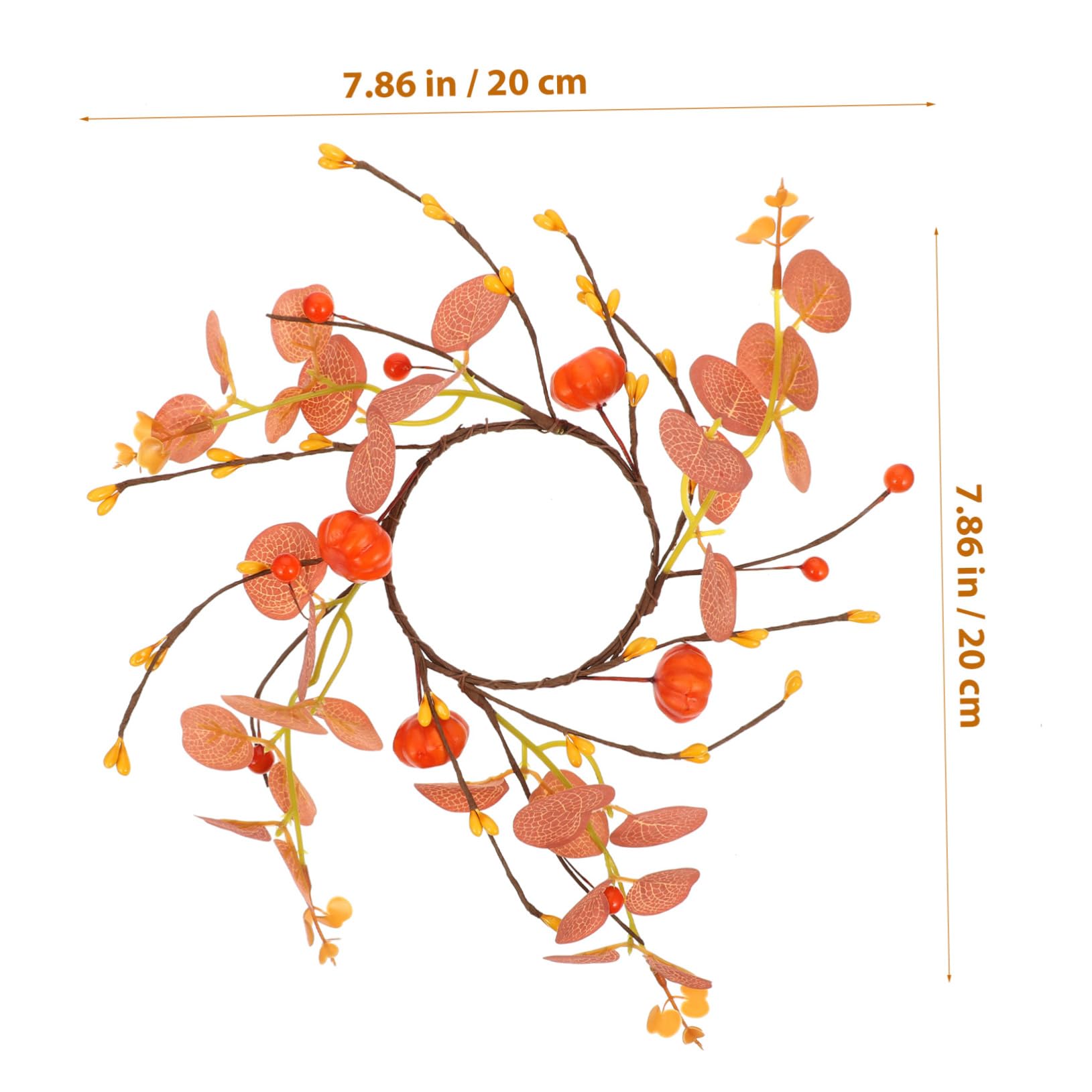 Yardenfun Autumn Candle Ring Wreath Artificial Pumpkin Decorations Thanksgiving Candle Ring Set
