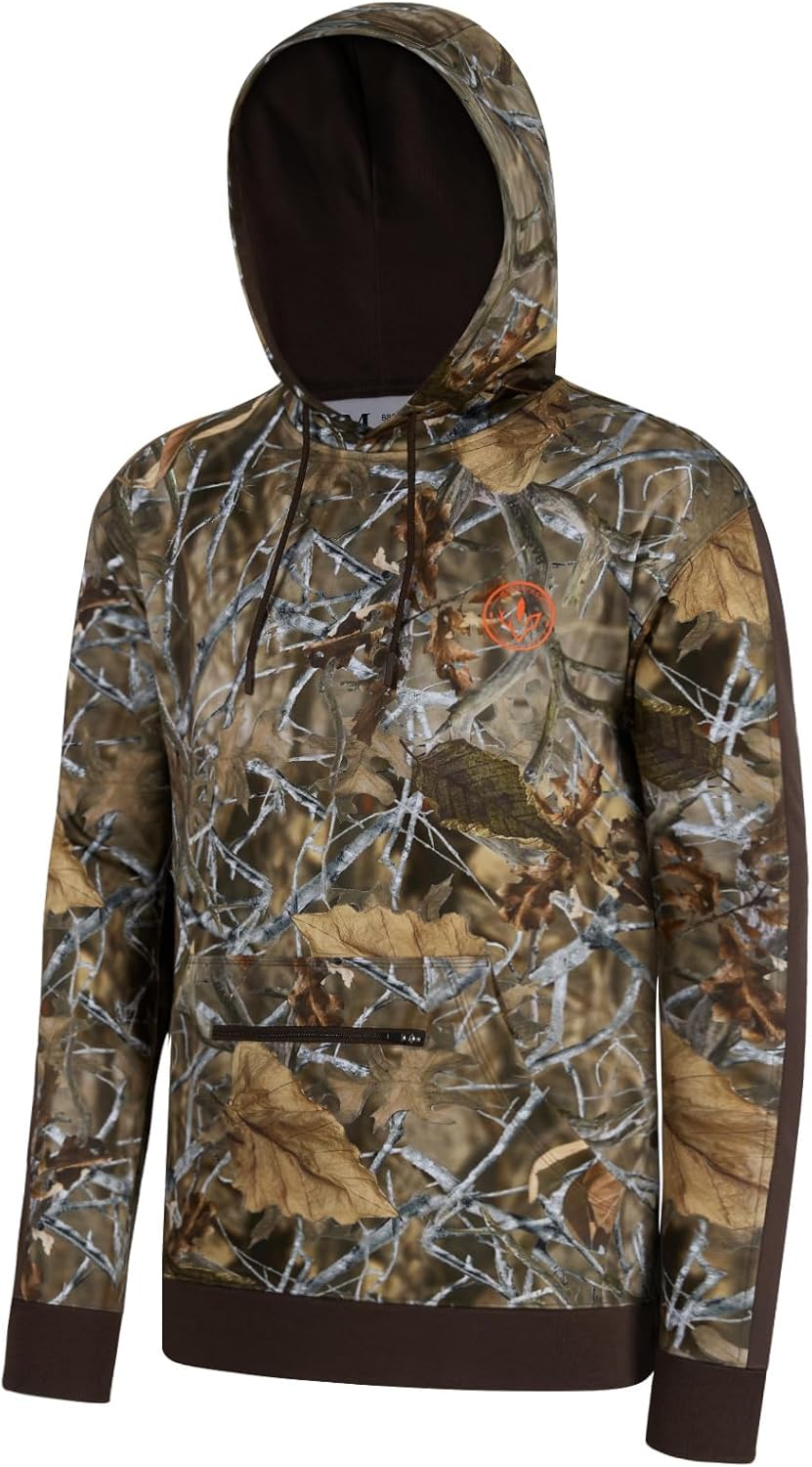 BASSDASH Men’s Hunting Fleece Hoodie Midweight Water Resistant Performance Camo Fishing Outdoor Pullover Sweatshirt FS29M