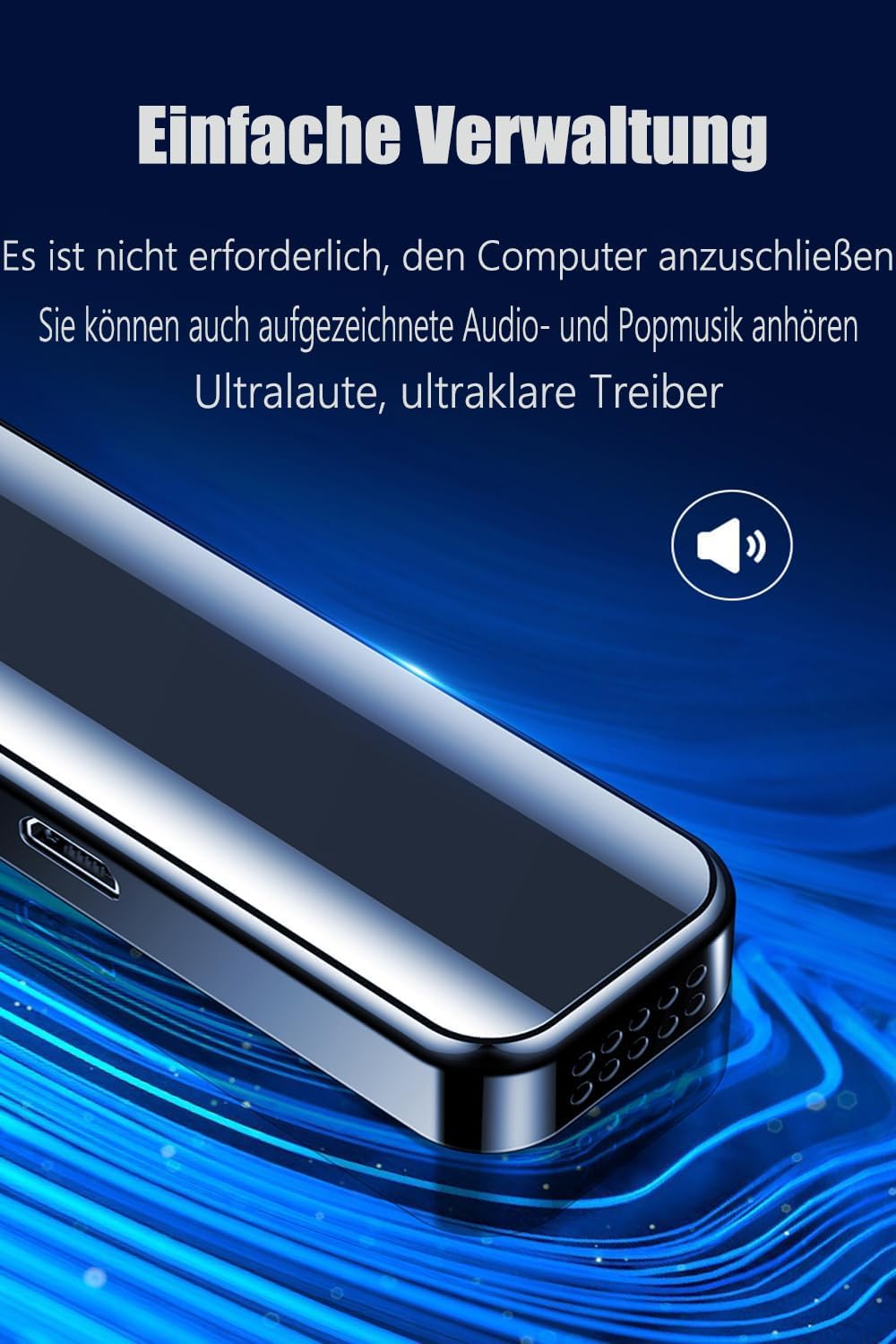 Diktiergerät 64 GB Speicher, Wiederaufladbar Uer USB, Sprachsteuerung, Mit MP3 Player Diktiergerät Mini, Für Kurs, Besprechungs Und Voice Recorder Diktiergerät Mit Schreibfunktion, Voice Recorder
