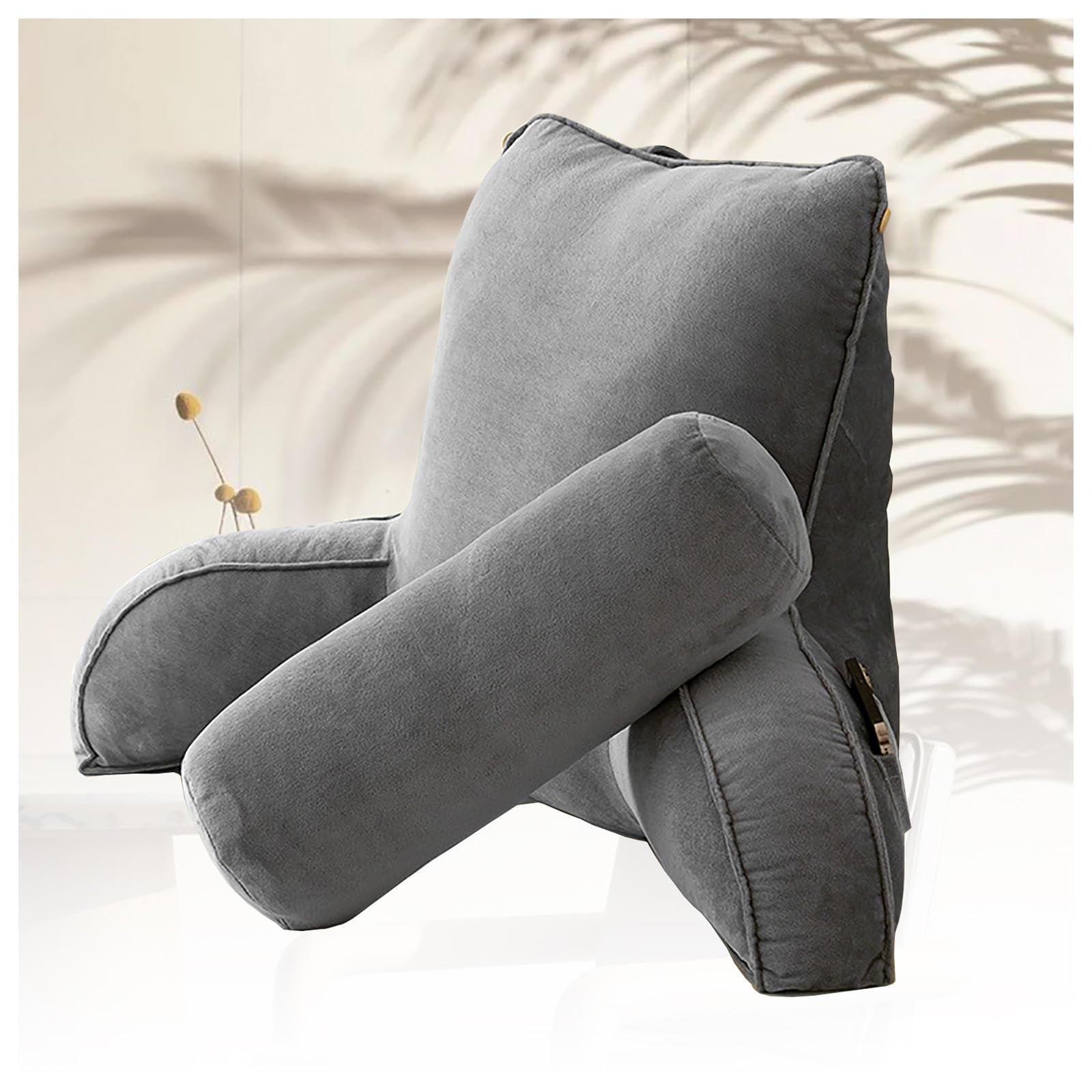 Rückenkissen Bett 85 * 40 * 60cm Lesekissen mit Waschbarer Bezug und Aufbewahrungsbeutel, Bett Sitzkissen Rückenstütze zum Lesen,Entspannen,Fernsehen,Grey