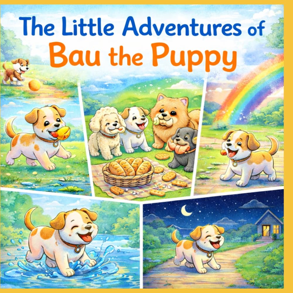 Bau the Puppy: A Cute Story & Coloring Book for Kids Ages 2–8 (Fun and Easy Coloring + Short Stories) (Little Adventures to Color)