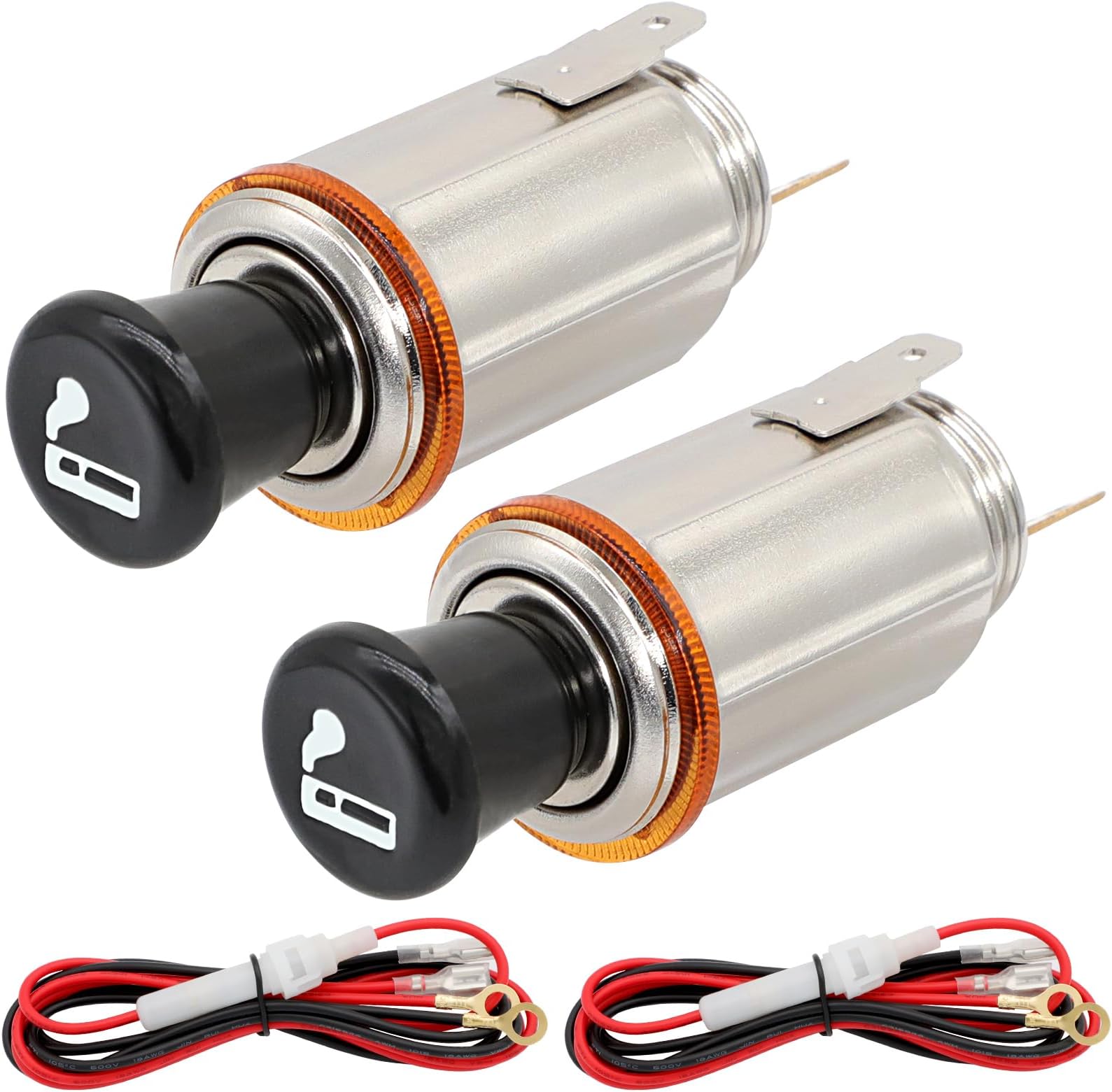 Car Cigarette Lighter,2 Pack DC 12V Auto Cigarette Lighter with Eject Button,Cigarette Lighter Replacement Accessory Push Button for Most Automotive Vehicles