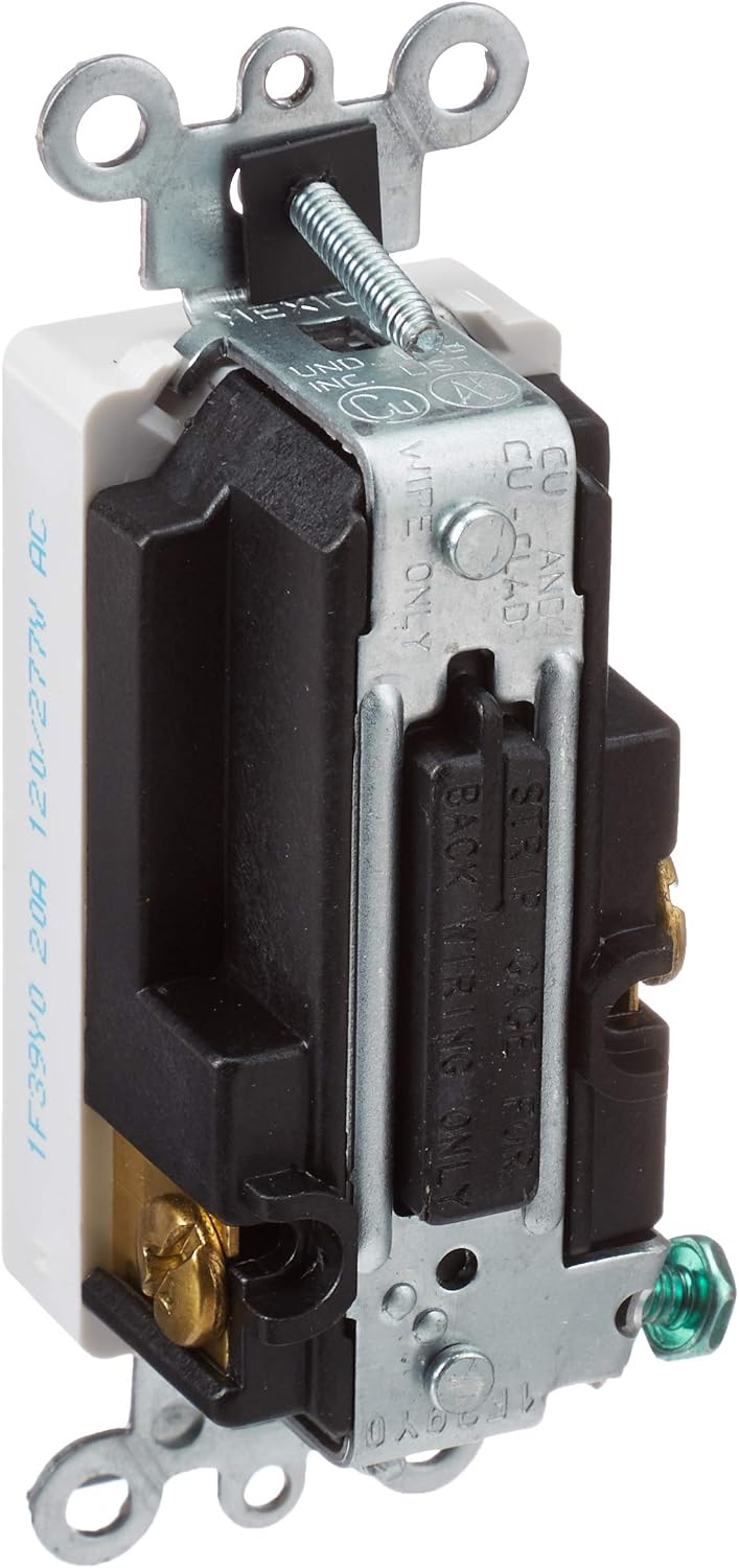 Leviton 5621-2W 20 Amp, 120/277 Volt Decora Plus Rocker Single-Pole AC Quiet Switch, White