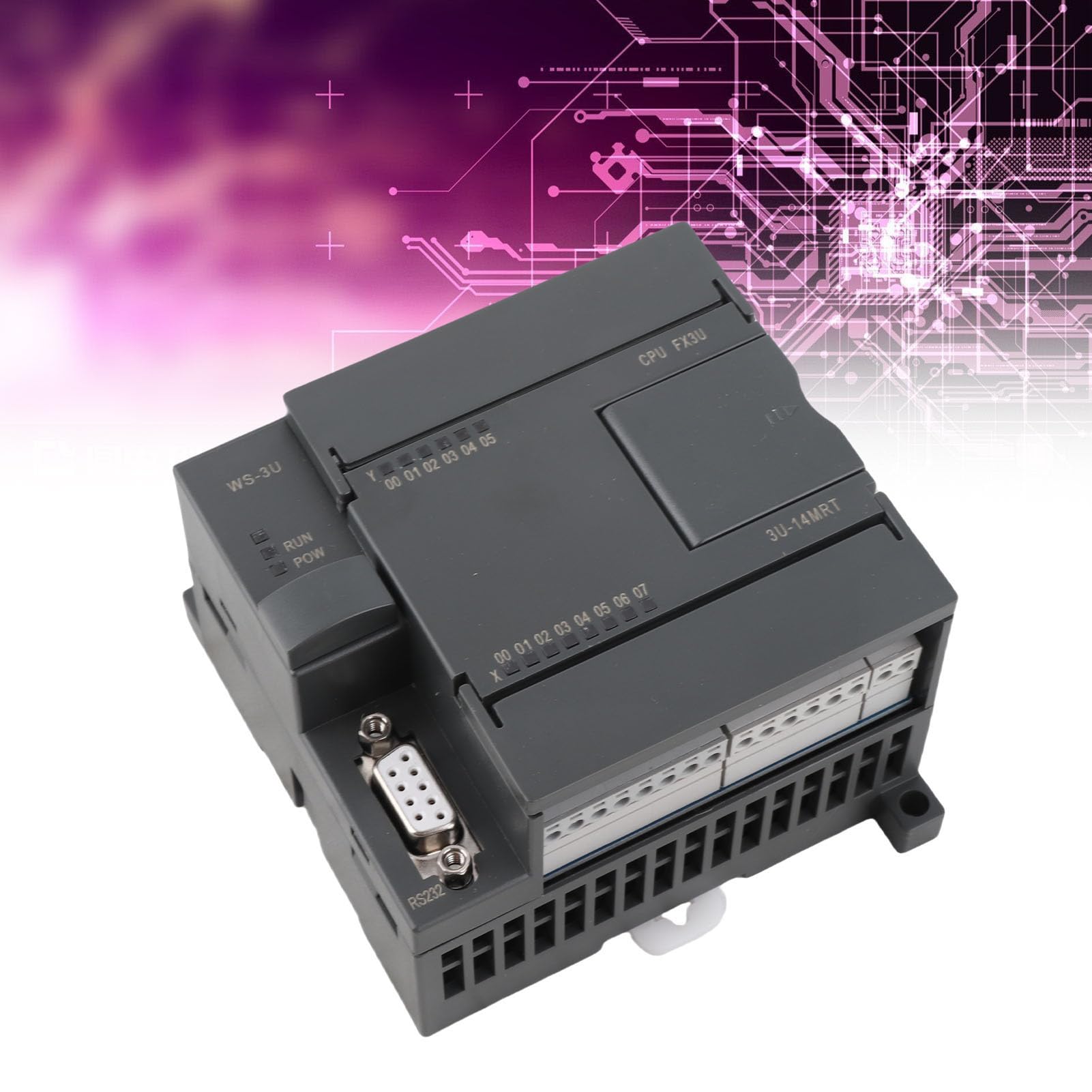 Produktbild von Industrie-SPS-Controller: 8 Eingänge, 6 Relaisausgänge, 5 A, Hochgeschwindigkeitszählung, Analoge Ein-/Ausgänge – Programmierbar Wie GX Works2 – Hutschienenmontage