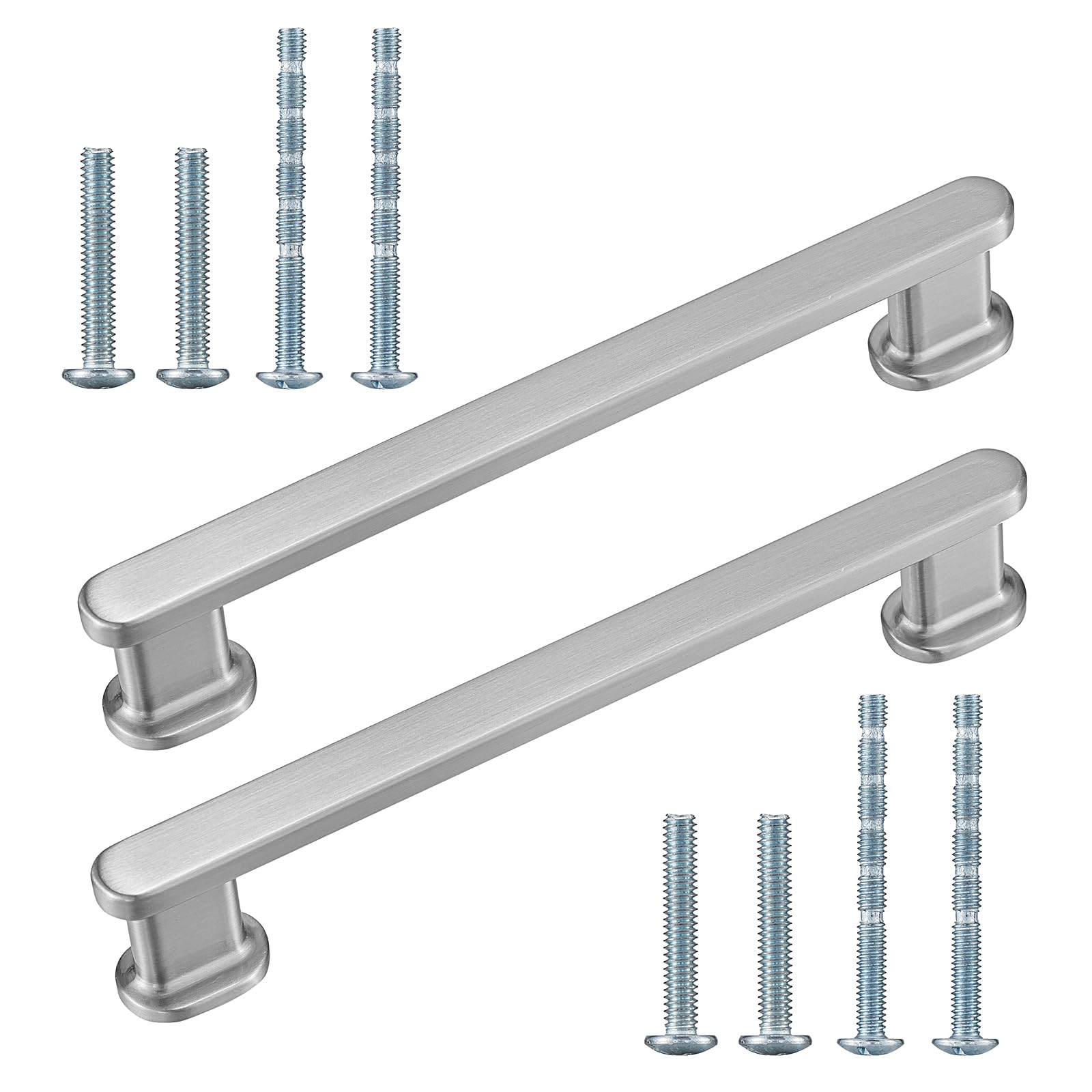 Paquete de 20 tiradores de gabinete de 6-1/4 pulgadas (160 mm) de aleación de aluminio sólido de níquel cepillado para muebles, cajones y cocina.