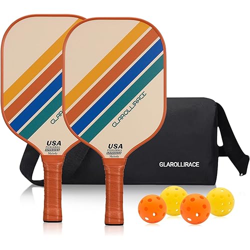 Pickleball Paddles Set of 2 | 4 Pickleball Rackets, USAPA Approved Pickleball Set, Fiberglass | Carbon Fiber Surface & 13 mm PP Honeycomb Core,4 Indoor & Outdoor Pickle Balls
