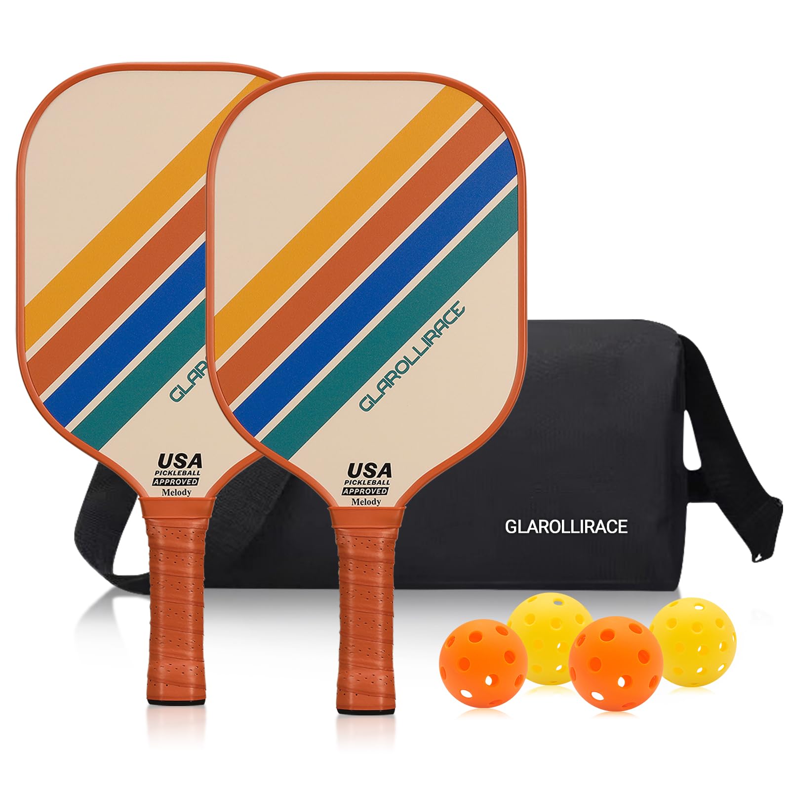 Pickleball Paddles ピックルボールパドル、USAPA承認のピックルボールラケット 2 | 4 個、ガラス繊維表面とPPハニカムコア ハンドル、4つの屋内・屋外ボール、1つのピクルボールバッグ