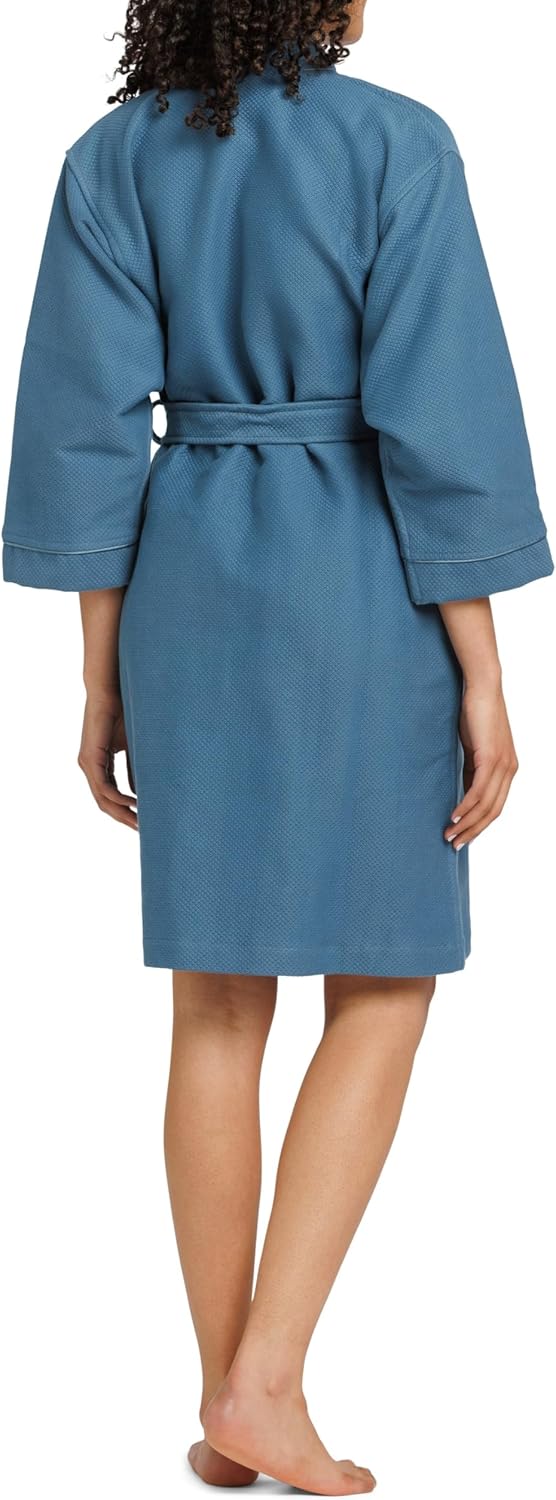 Fishers Finery Women's Waffle Kimono Resort Spa Robe; Above Knee Length - Image 2