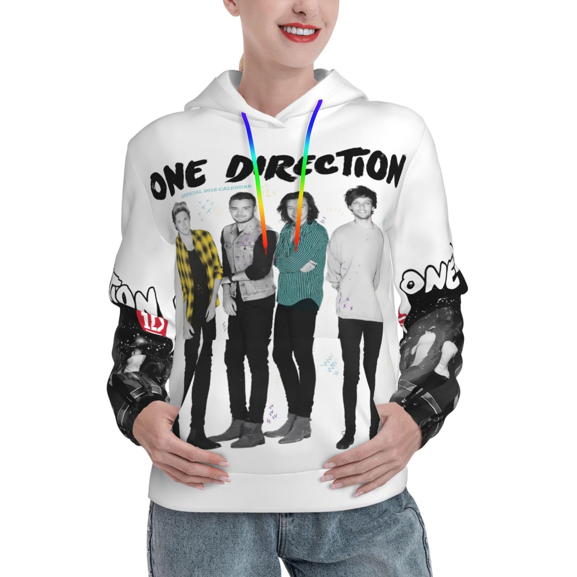 One Women's Pullover Hoodie for Women Big Teen Girl Dire$c*Tion Long Sleeve Drawstring Hooded Sweatshirts with Pockets Merch Top for Fans Gifts