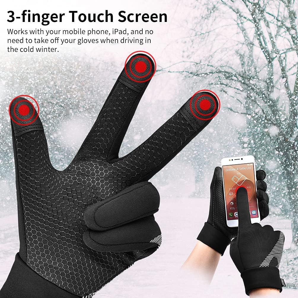 Winter Warm Sports Driving Gloves - Cold Weather Ski Thermal Running Cycling Bike Black Touch Screen Mittens for Men Women : Sports & Outdoors