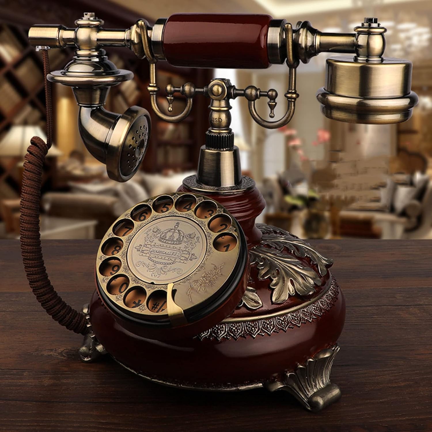 Classic Rotary Dial Home Phones Antique Vintage Phone Corded Decorative Telephone Landline Telephone Old Fashion Home Office Decors