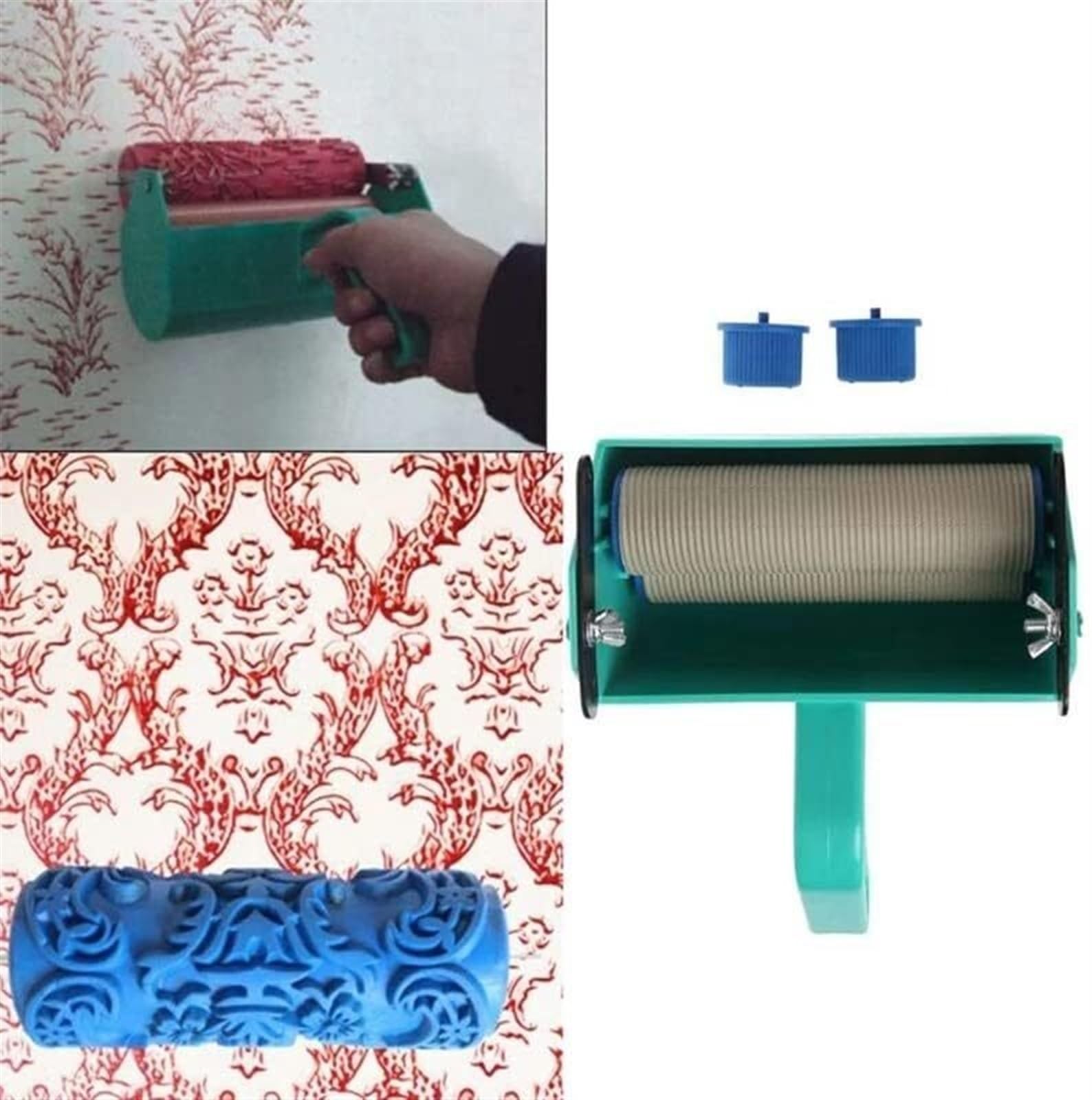 rodillos de pintura, Rodillo de textura decorativo con mango plástico y cepillo patrones
