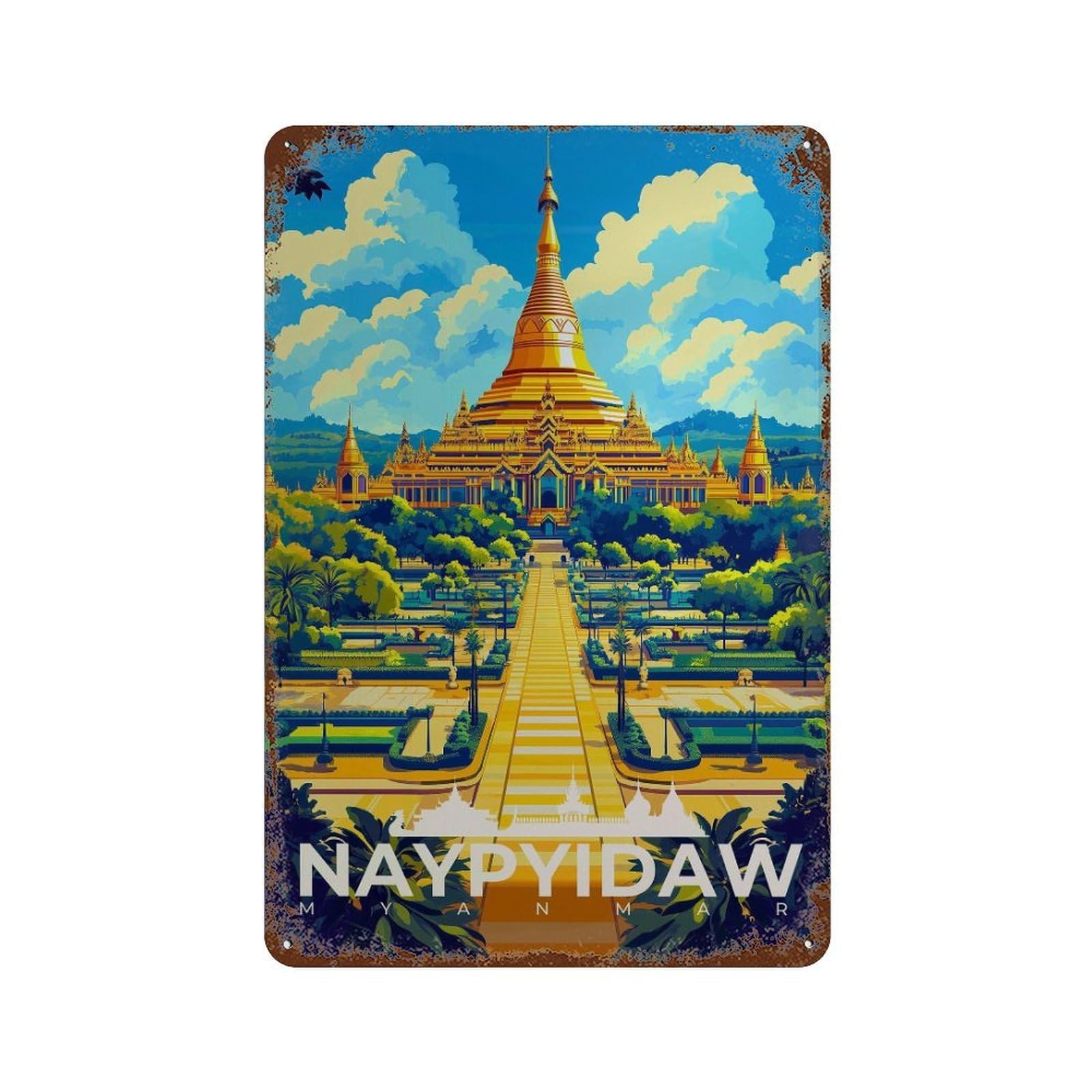 xiaoxiaoshen Naypyidaw Travel Myanmar Wall Decor Art Metal Tin Poster Modern Home Decor Art Home Bar Shop Decorations Vintage Sign 30x20cm
