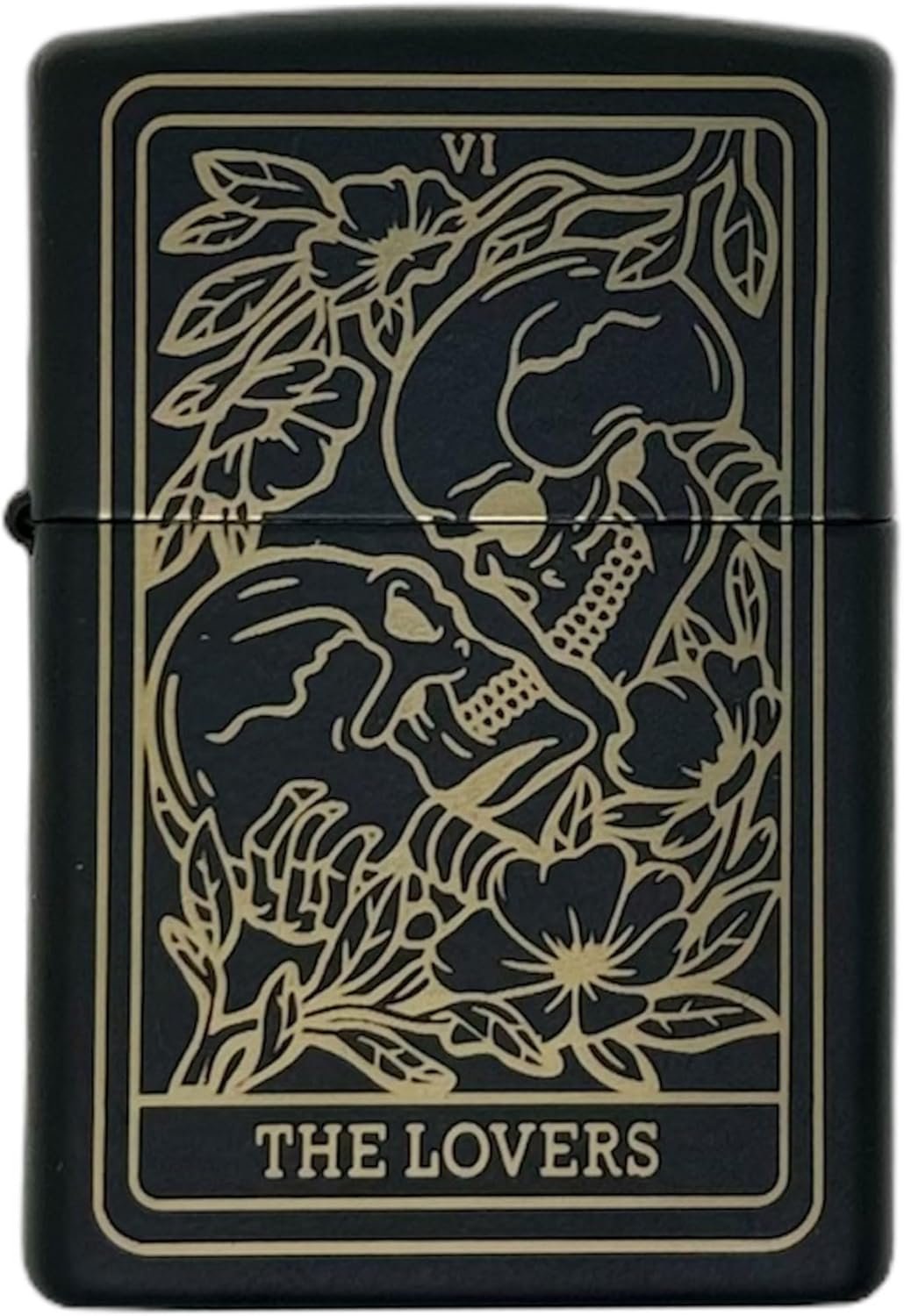 23 Custom Tarot Card - Major Arcana Card Laser Engraved Zippo Black Matt Windproof Lighter (The Lover)