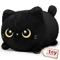Mewaii Peluche Gatto Nero con Occhi di Luna, Cuscino Morbido Giocattolo Kawaii 20CM