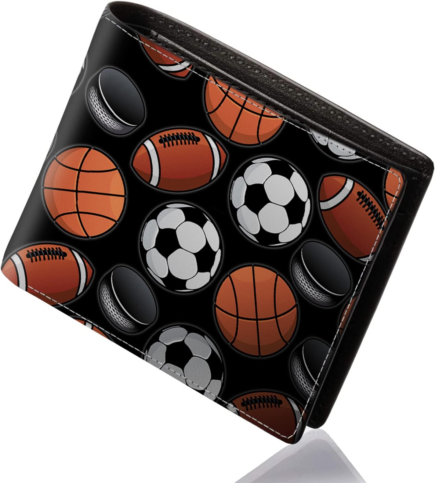 Cool Wallet for Boys - Teen Boys Wallet Slim Leather Bifold Wallets Rfid Blocking Zipper Wallets Purse with Credit ID Card Cash Holder Coin Pocket ID Window for Boy Men Youth Teens Male Teenager, Ball