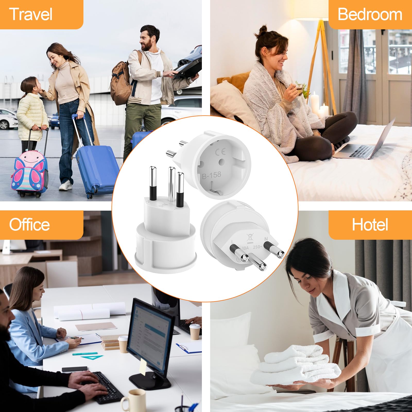 3 Pièces Adaptateur Prise Suisse Adaptateur France Suisse, 2 Broches Europe vers 3 Broches Type J, Adaptateur Voyage France vers Suisse Maldives, Rwanda, Liechtenstein