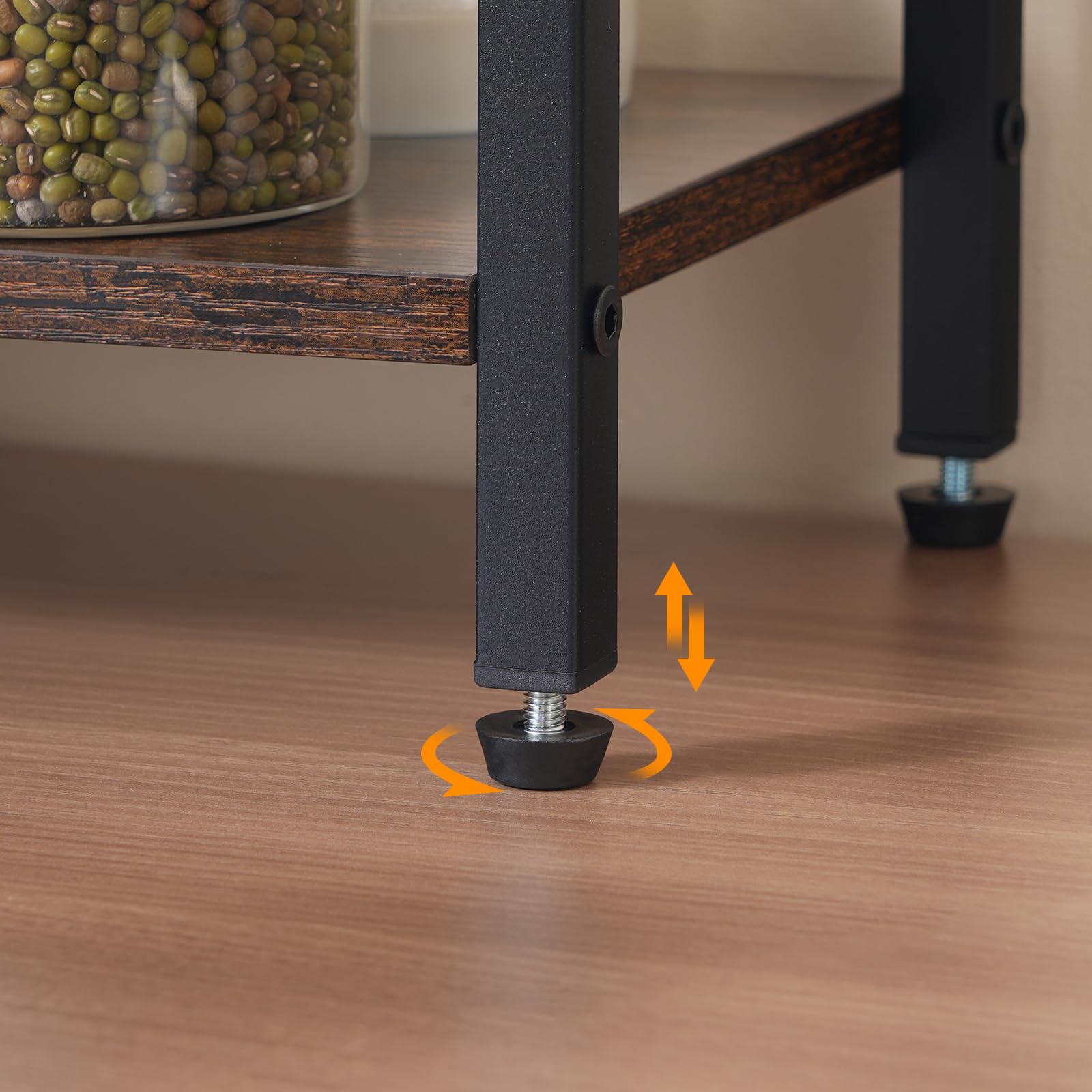 HOOBRO 3-Tier Spice Rack Organizer, Kitchen Counter Shelf, Countertop Storage Rack with Tilting Mesh Shelve, Desktop Organizer Shelf for Kitchen, Office, Study Room, Rustic Brown and Black BF03TL01