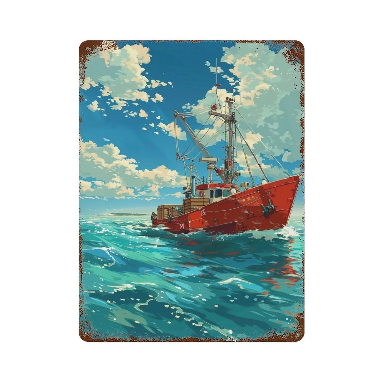 HDURYEYRYY Voyage Under Cumulus Skies 04 Wall Retro Iron Vintage Art Metal Tin Sign Poster Modern Home Cofffee Club Art Bar Shop Decor 40x30cm