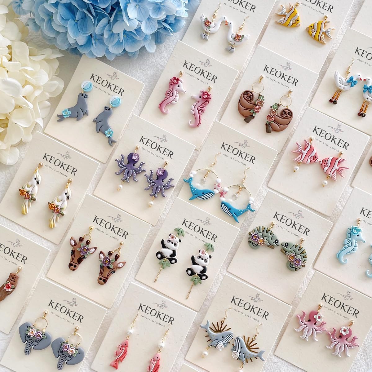 Keoker Animals Polymer Clay Cutters, 24 Shapes Ocean Animals Clay Earring Cutters for Polymer Clay Jewelry