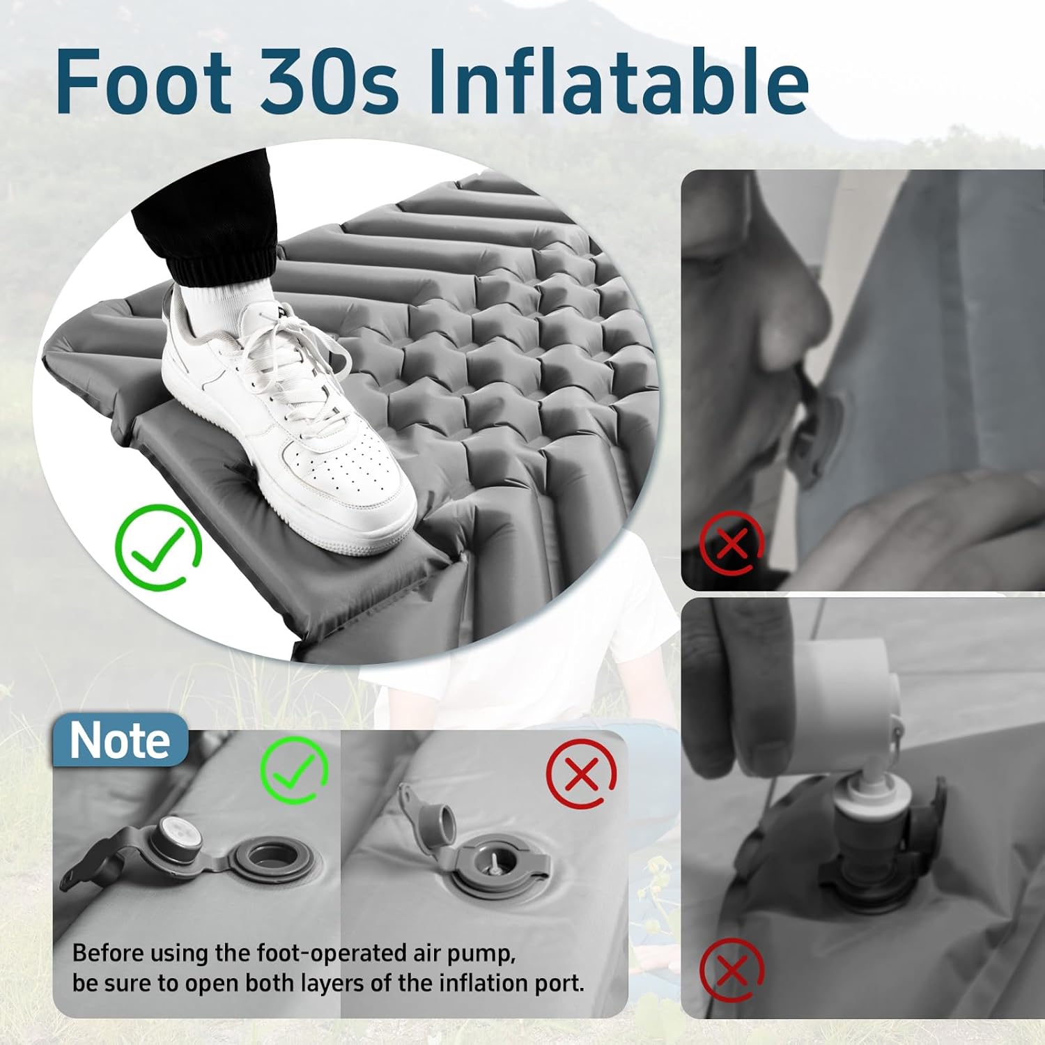 Ultralight Backpacking Sleeping Pad for Camping, with Inflatable Neck Camping Pillow, Lightweight Inflatable Sleeping Pad for Adults, Portable for Hiking, Car Travel - Durable & Comfortable