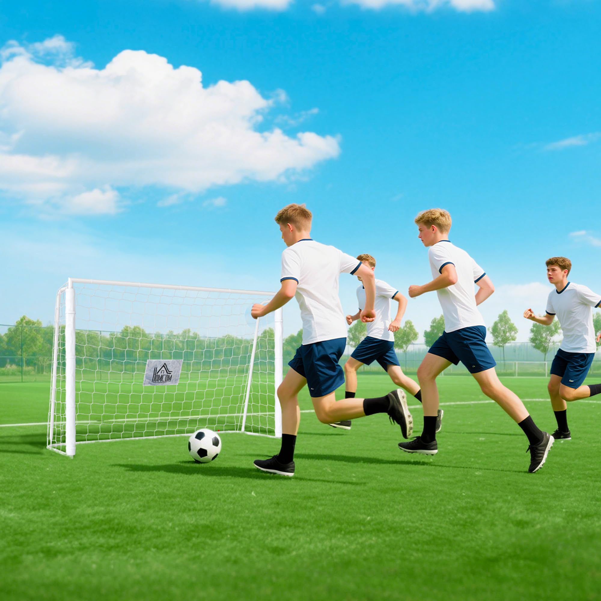 HOMCOM But de Football Cage de Foot d'entraînement 186L x 62l x 123H cm Châssis Métal Filet PE Piquets & Outil Inclus