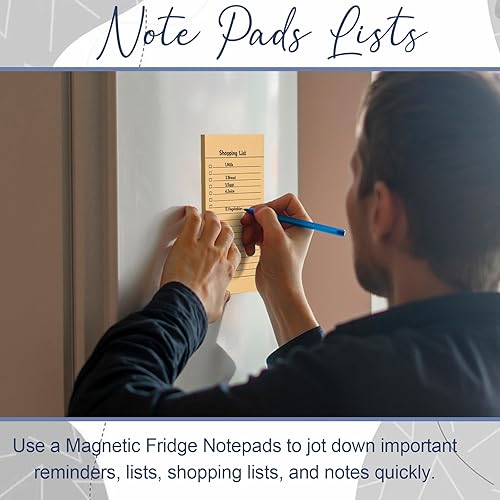 Miniatura 14 de Utron Paquete de 4 blocs de notas magnéticos para refrigerador, 50 páginas/lista de comestibles, almohadilla magnética de diseño para lista