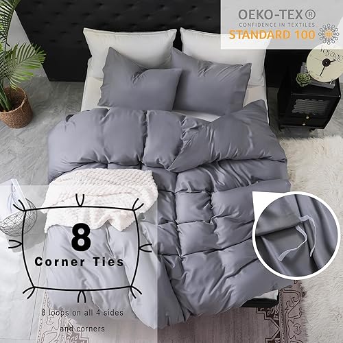 Miniatura 3 de Funda de edredón 100% fresca, tamaño Queen, rayón derivado de bambú, funda de edredón refrescante para personas que duermen con calor, absorbe la