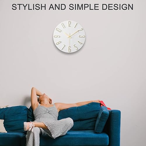 Miniatura 3 de fapugh Reloj de pared de 12 pulgadas silencioso sin tictac, reloj de decoración de estilo moderno preciso para el hogar, oficina, escuela, cocina,