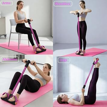 Pedal Resistance Bands with Handles for Home Work Out | Durable 6-Tubes, Non-Slip Foot Pedal Resistance Bands, Abdomen, Waist, Arm, Leg training
