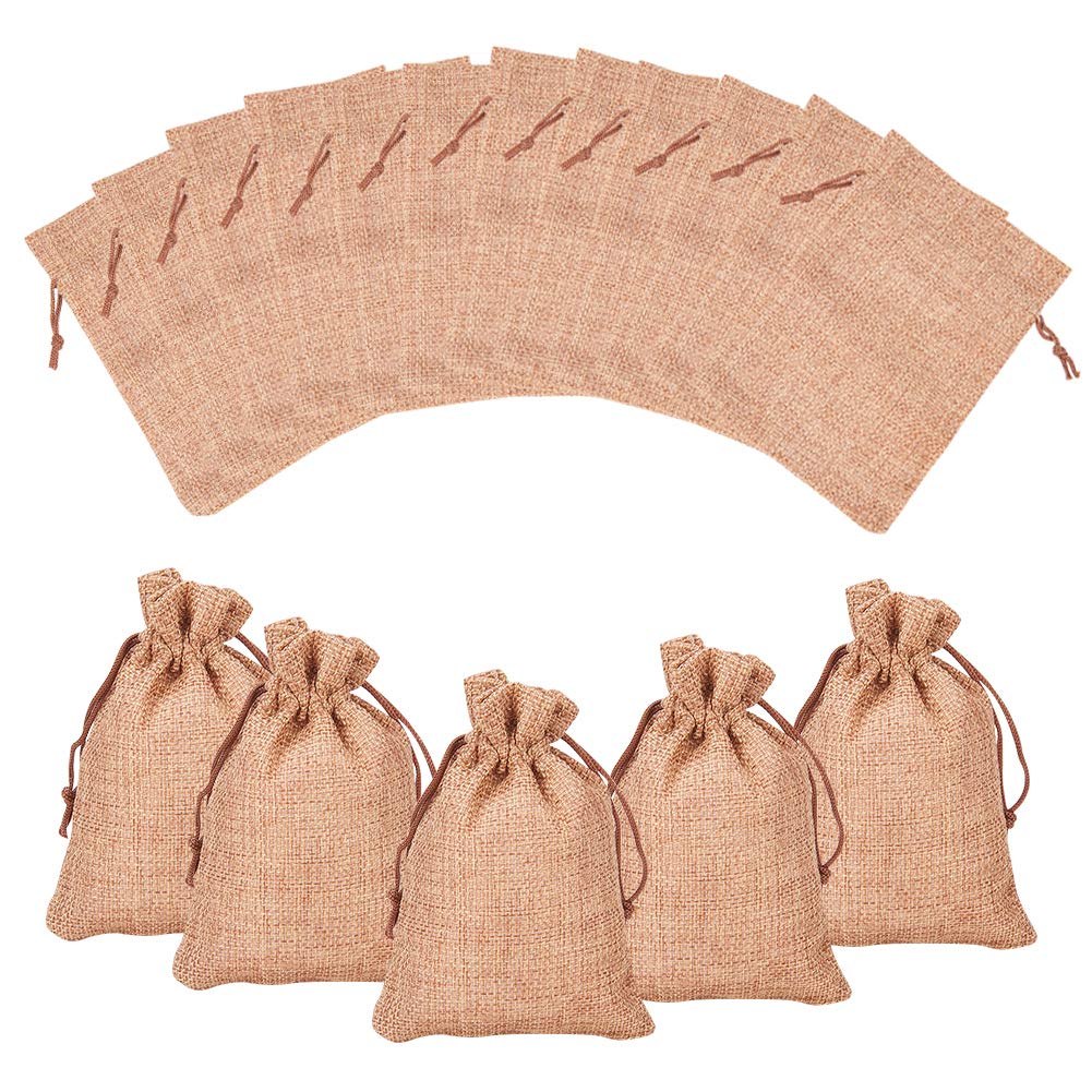 Nbeads Peru 100 Pcs Drawstring Burlap Gift Bags, Wedding Sacks Jewelry Pouch Party Favor Bags, 13.5X9.5cm