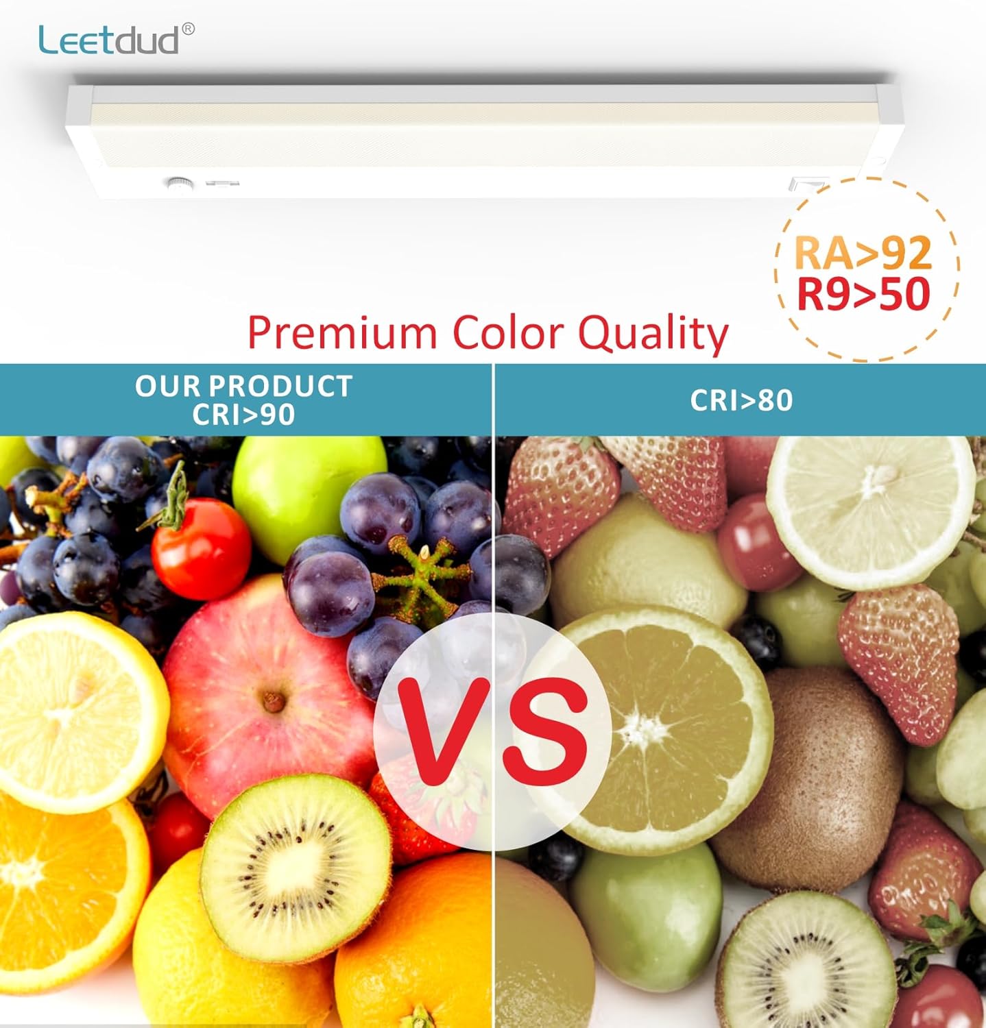 Under Cabinet Lighting Plug in or Hardwired Built-in Dimmer, 18 Inch 9W, 5CCT 2700/3000/3500/4000/5000K, Linkable Counter Lights for Kitchen, ETL Dimmable LED Light Fixture, White