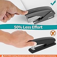 Vista 2 de AFMAT Engrapadora sin esfuerzo para escritorio, engrapadora de escritorio de 50 hojas, engrapadora ergonómica de oficina, grapadora táctil con un