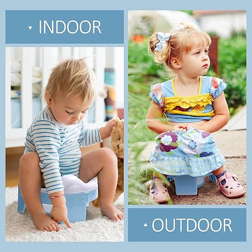 Miniatura 7 de MCGMITT - Asiento de entrenamiento portátil para niños pequeños inodoro de entrenamiento plegable para viajes con bolsa de viaje y bolsa de Azul /