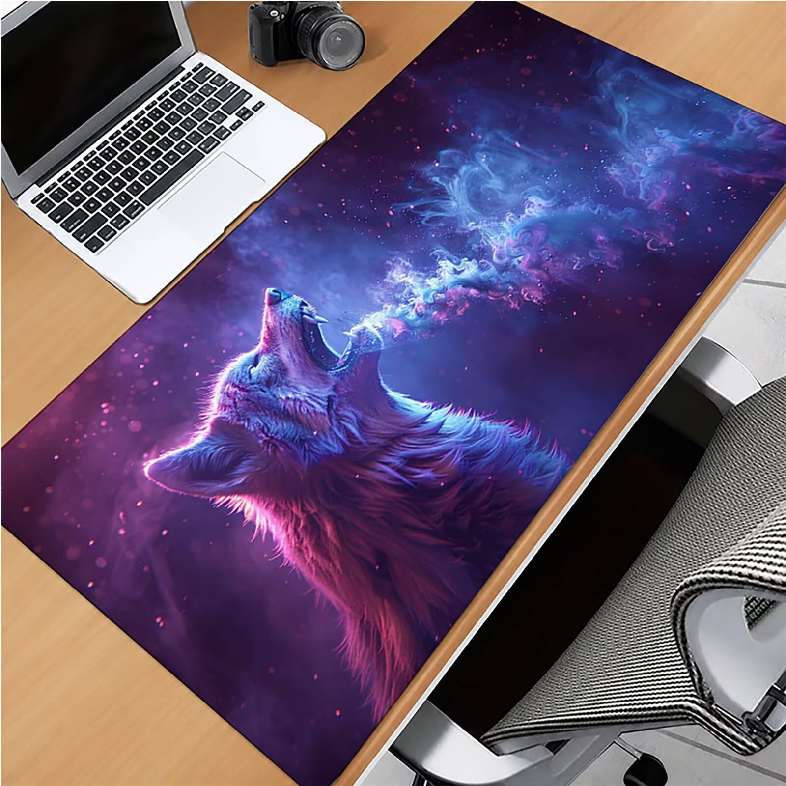 Azul Alfombrilla Ratón XXL 1600x800x3mm, Lobo Grande Mouse Pad I-4504 | Alfombrilla Ratón Gaming Mejora la Precisión y la Velocidad, Alfombrilla Escritorio para Jugadores de PC, Oficina