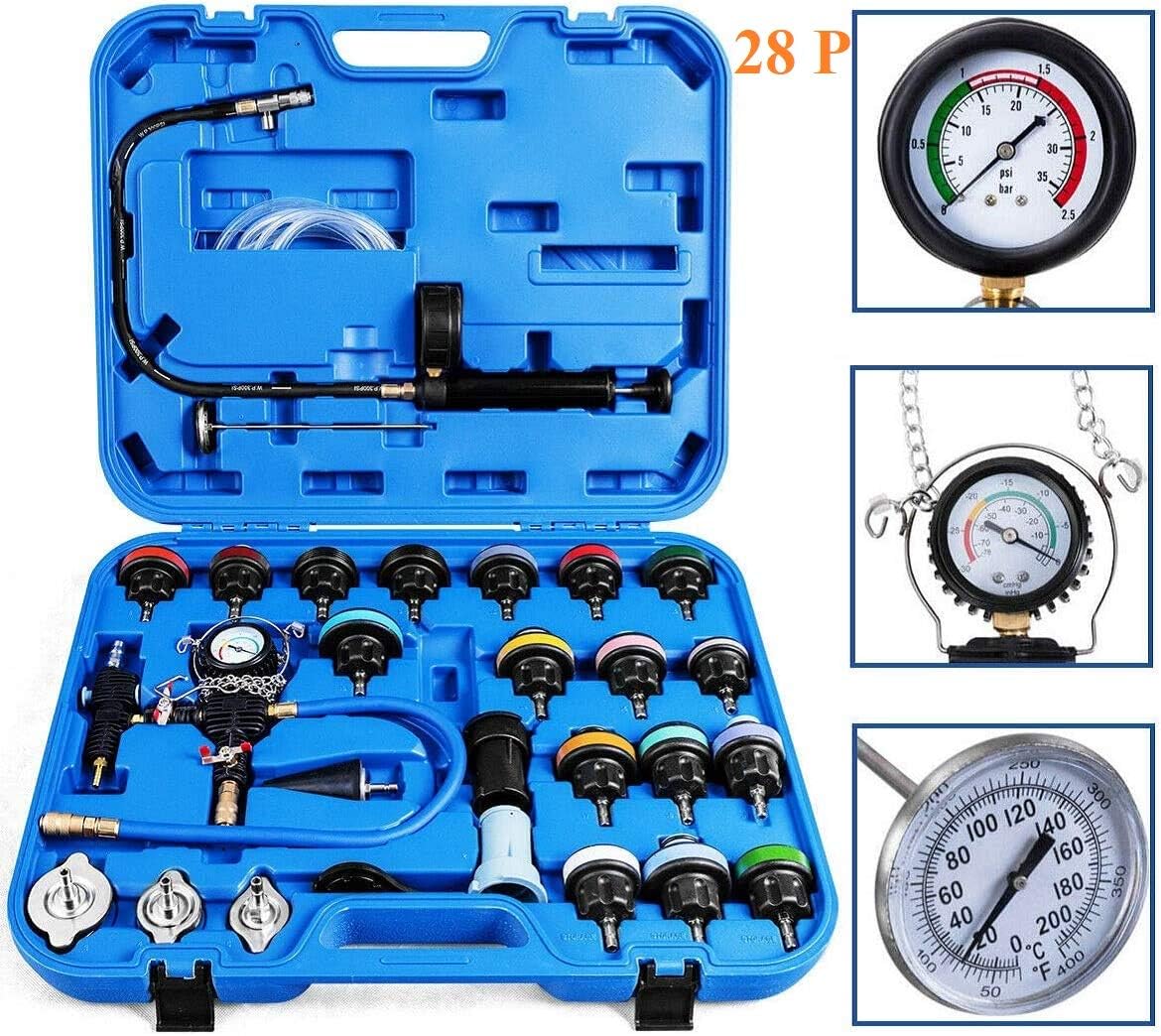 Lucky Seven 28 Pcs Universal Radiator Pressure Tester, Vacuum Type Cooling System Tool Kit w/Carrying Case,Pressure Tester Kit,Cooling System Pressure Tester Kit : Automotive