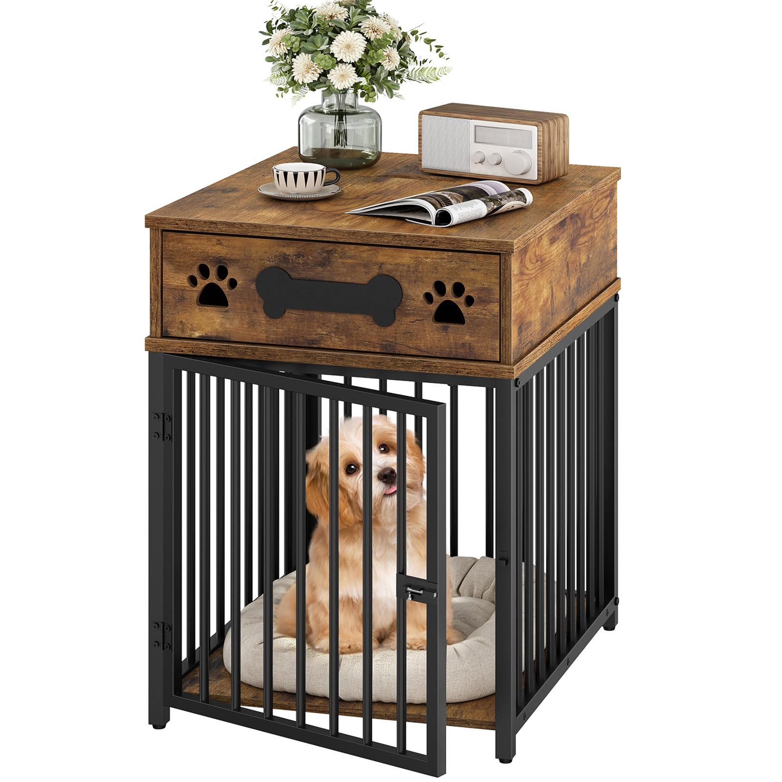 YATINEY Muebles de jaula para perros, caseta interior para perros pequeños